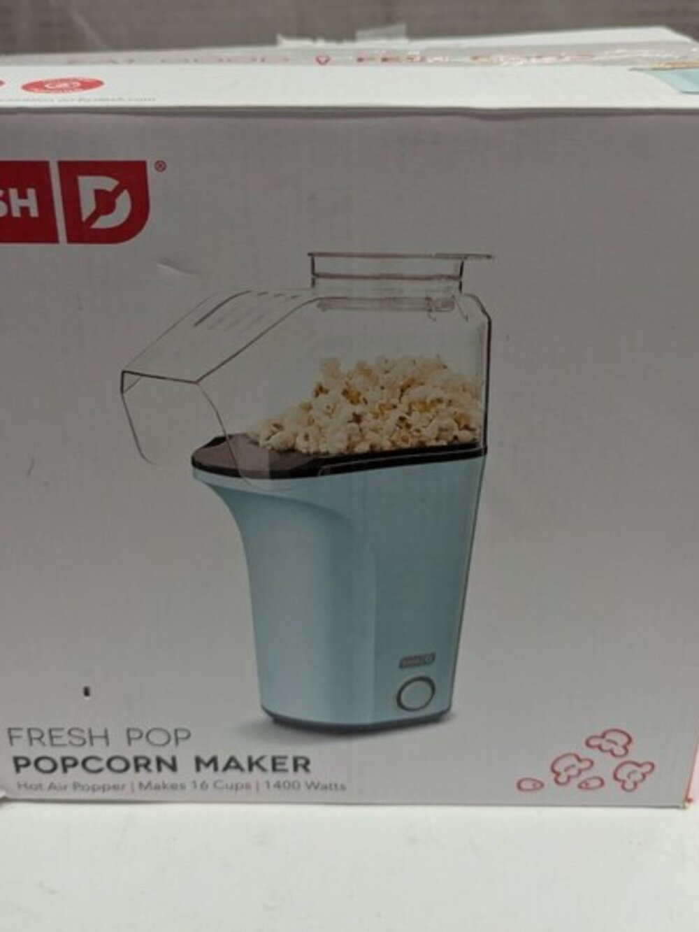 DASH Hot Air Popcorn Popper Maker with Measuring Cup 16 Cups- Aqua